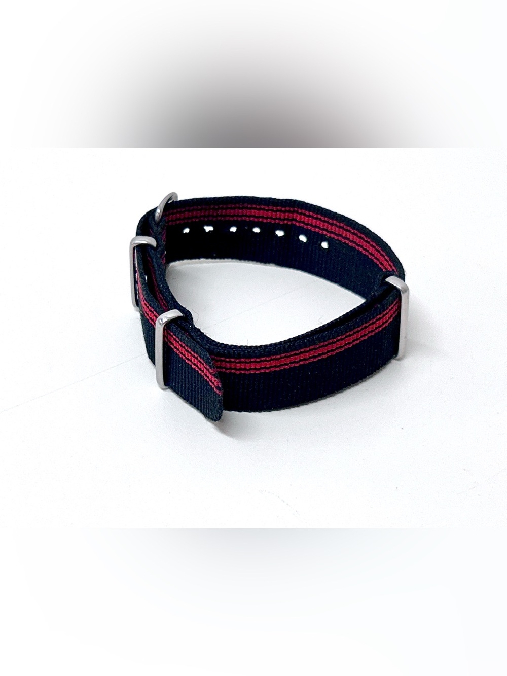 22mm Black Red Racing Stripe Nylon NATO Watch Strap